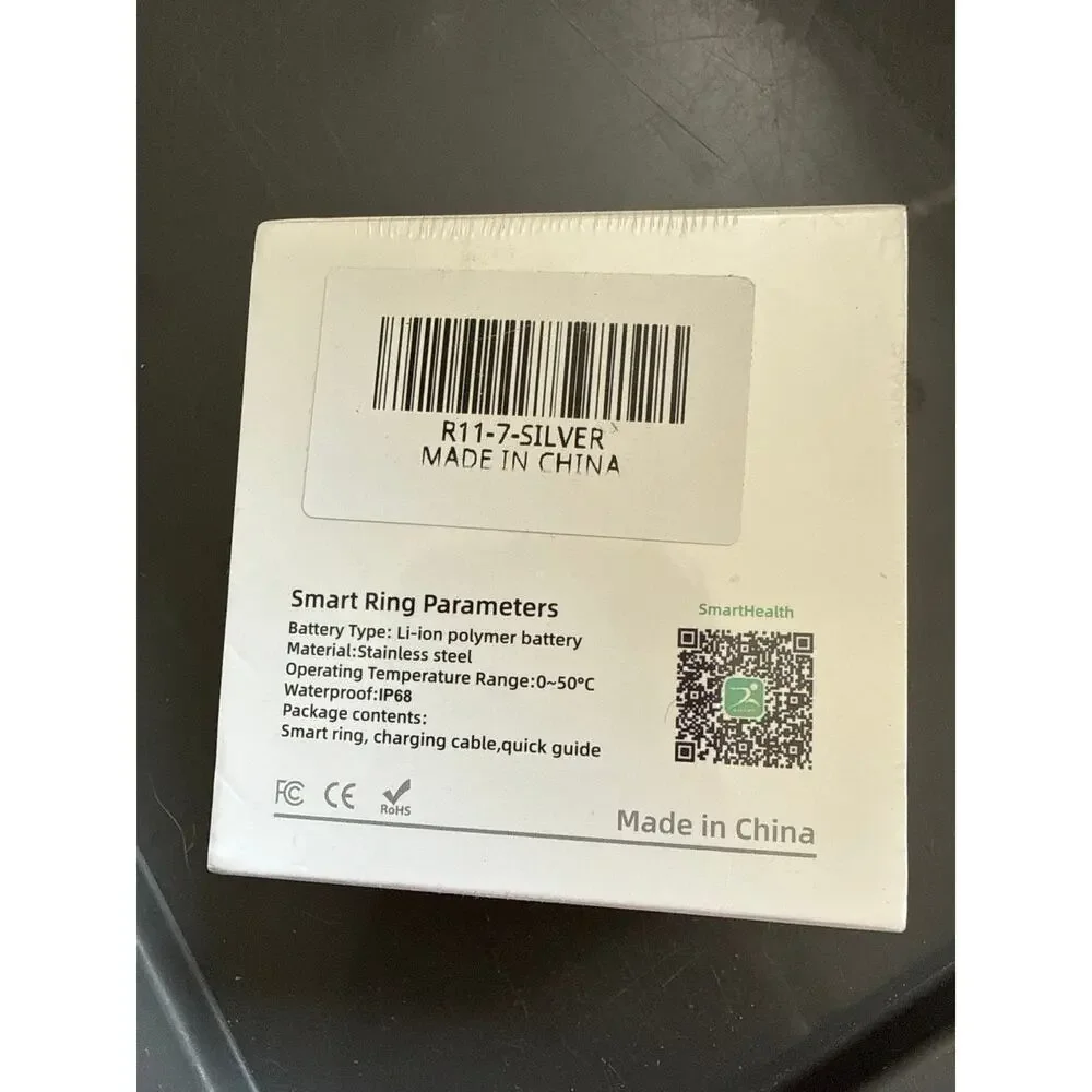 Smart Ring Fitness & Health Tracker | IP68 Waterproof | Size 7 Silver New Sealed